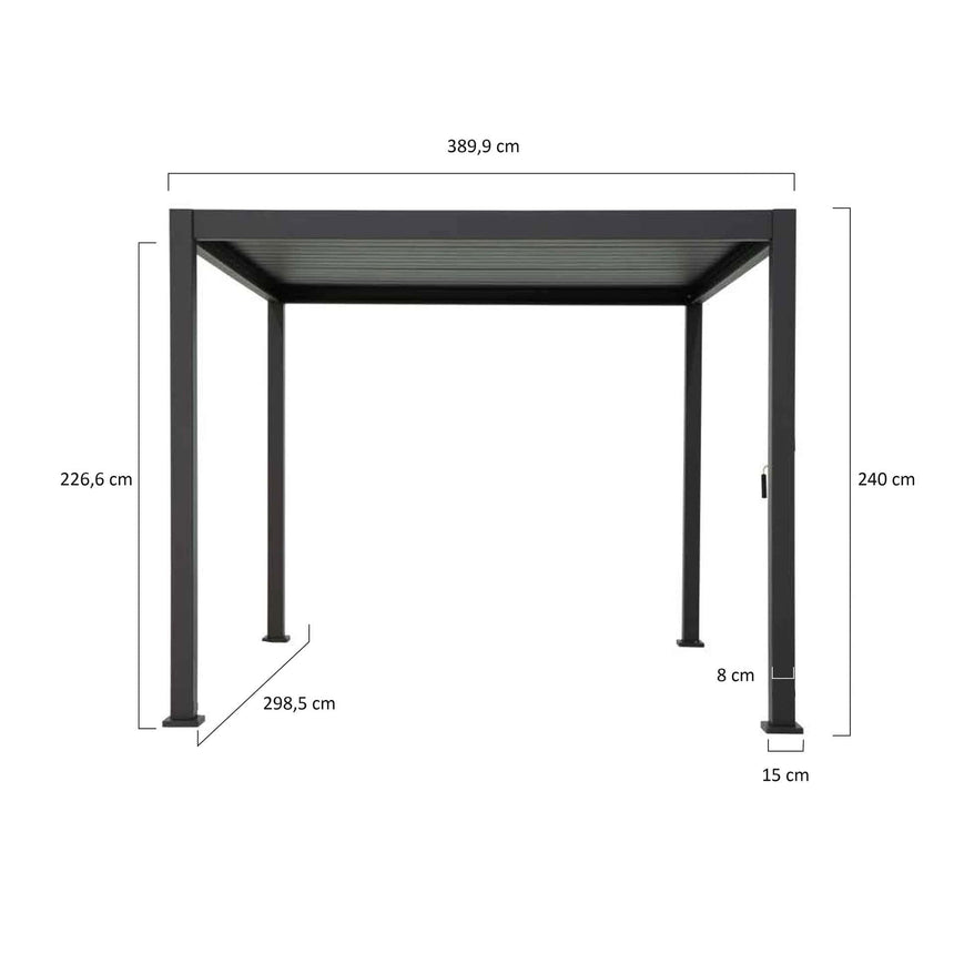 Reflect Standard 3×4 m bioklimatikus alumínium pergola – antracit, 8 cm-es oszlopokkal