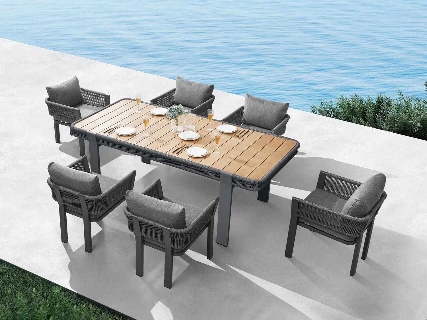 Higold Borromeo 6 személyes kerti étkezőszett fekete színben