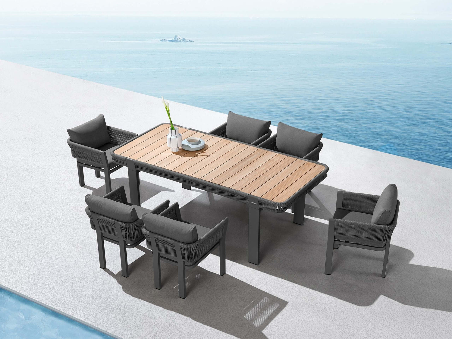 Higold Borromeo 6 személyes kerti étkezőszett fekete színben