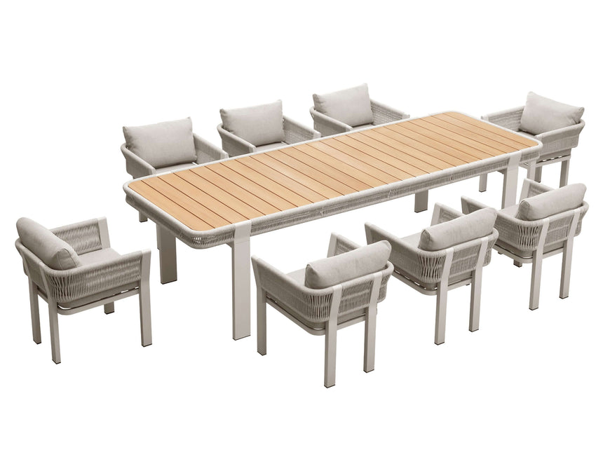 Higold Borromeo 8 személyes kerti étkezőszett taupe színben