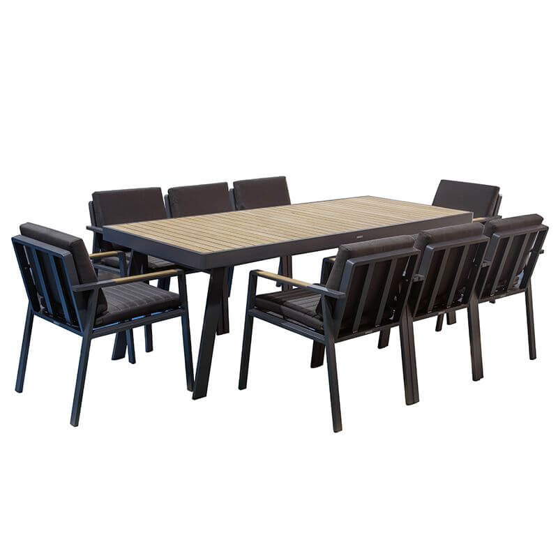 Higold Nofi - 8 személyes  kerti étkezőszett fekete színben