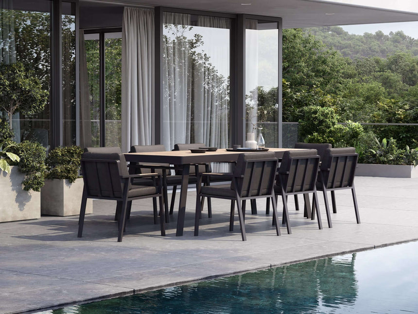 Higold Nofi - 8 személyes  kerti étkezőszett fekete színben