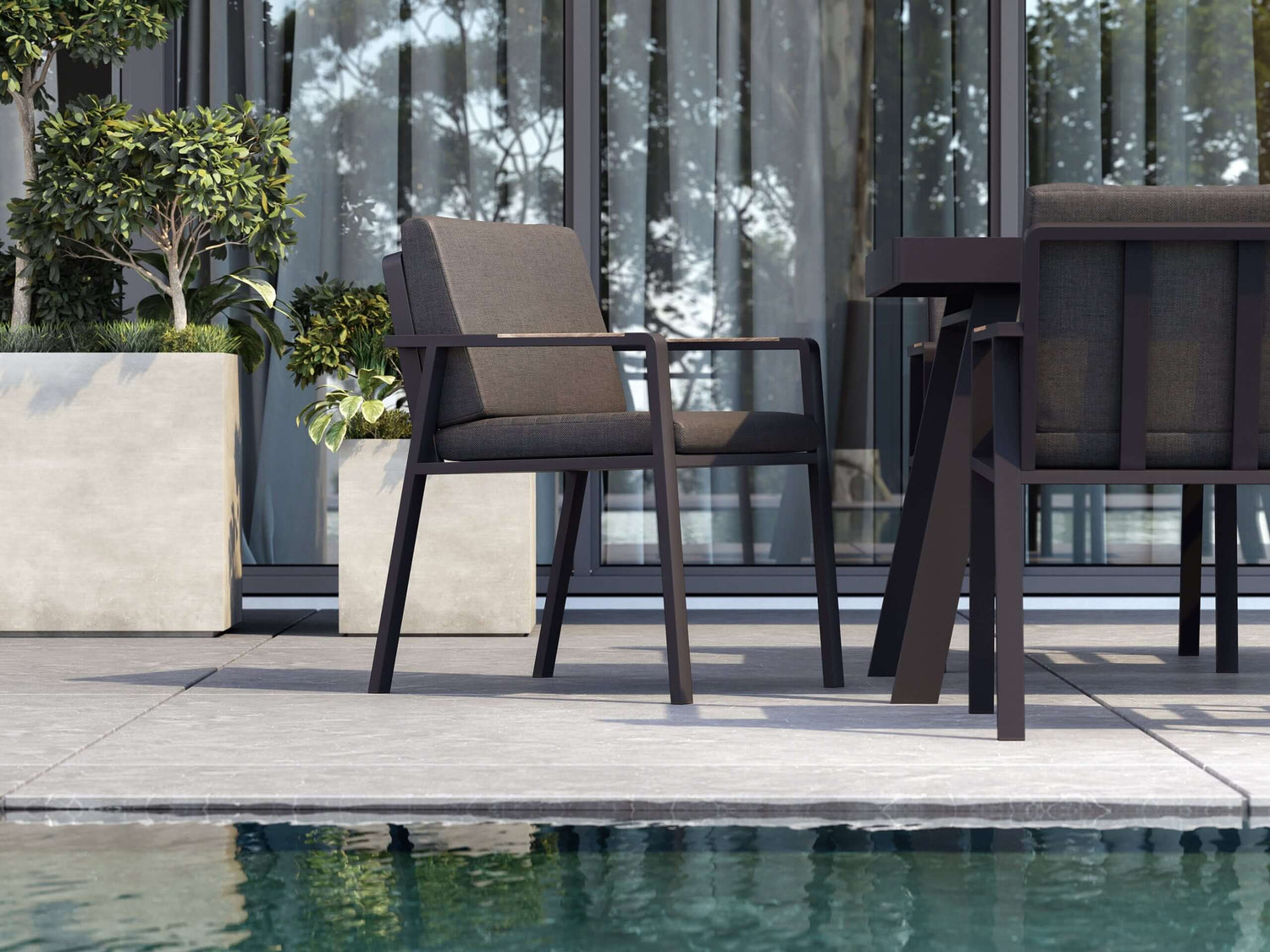 Higold Nofi - 8 személyes  kerti étkezőszett fekete színben