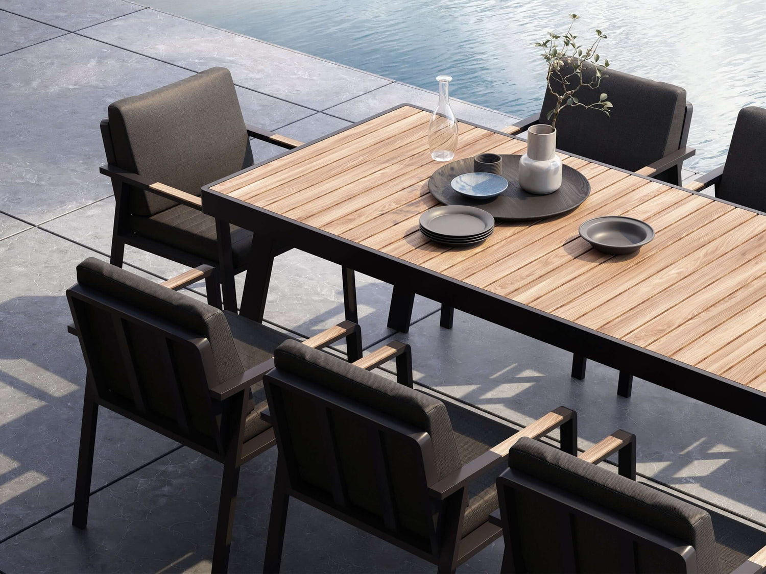 Higold Nofi - 8 személyes  kerti étkezőszett fekete színben