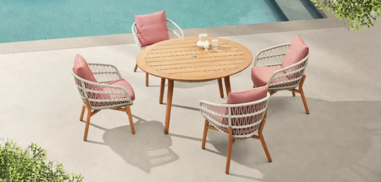 Higold Vasca 4 személyes kerti étkezőszett coral színben