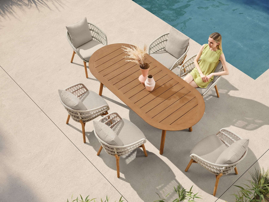 Higold Vasca 6 személyes kerti étkezőszett bézs színben