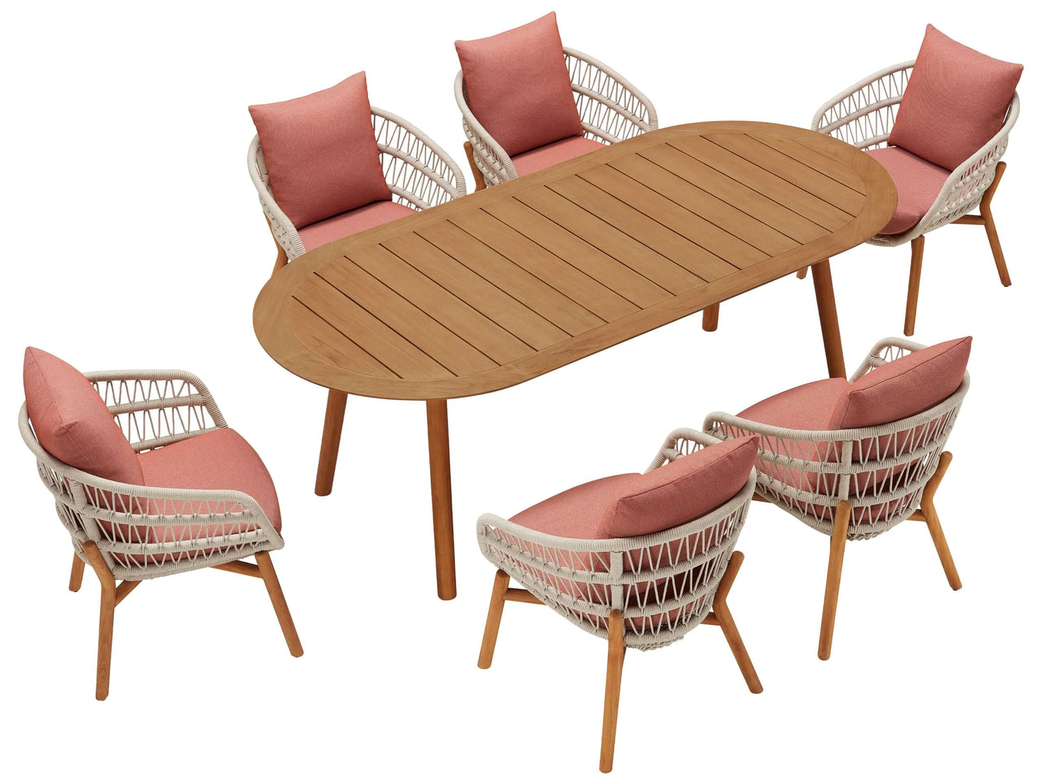 Higold Vasca 6 személyes kerti étkezőszett coral színben