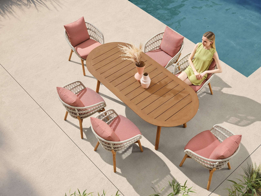 Higold Vasca 6 személyes kerti étkezőszett coral színben