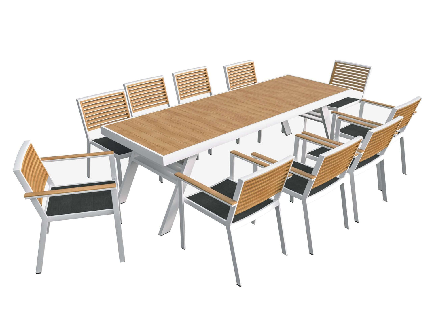 Higold York 10 személyes kerti étkezőszett, fehér színben