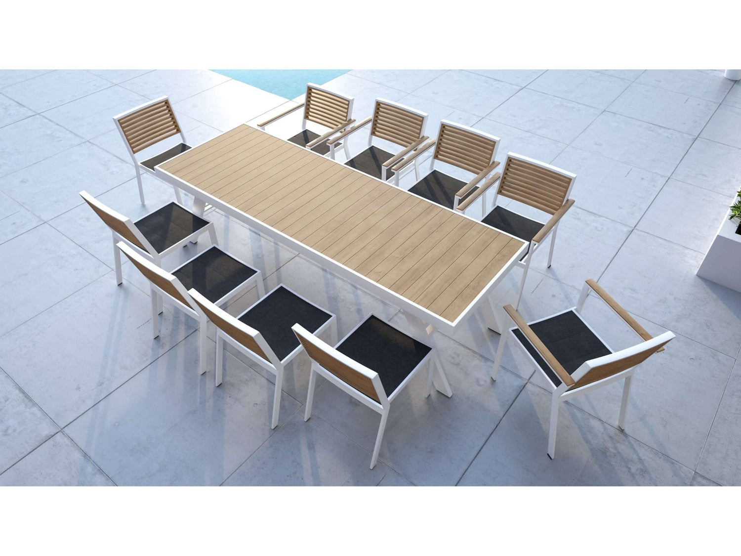 Higold York 10 személyes kerti étkezőszett, fehér színben