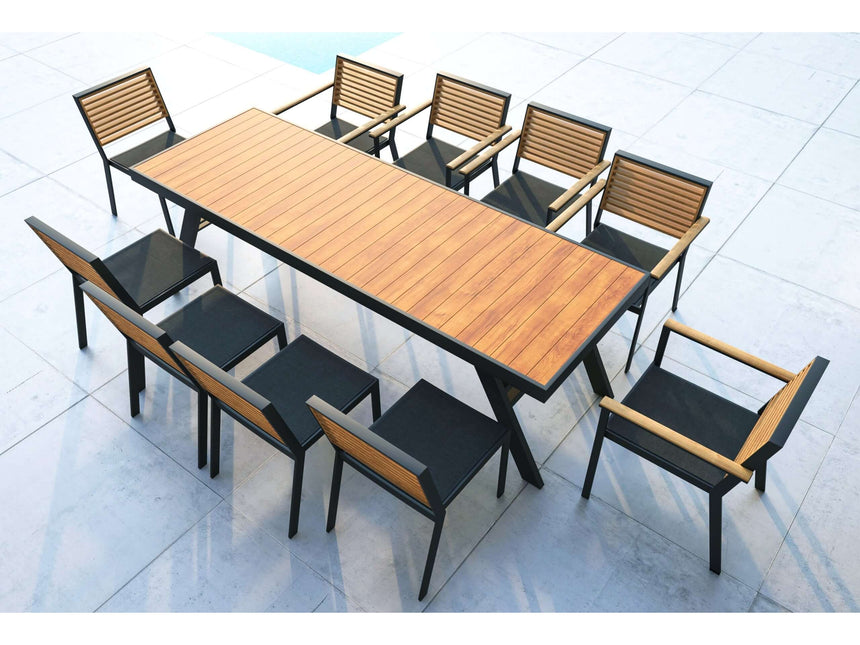 Higold York 10 személyes kerti étkezőszett, fekete színben