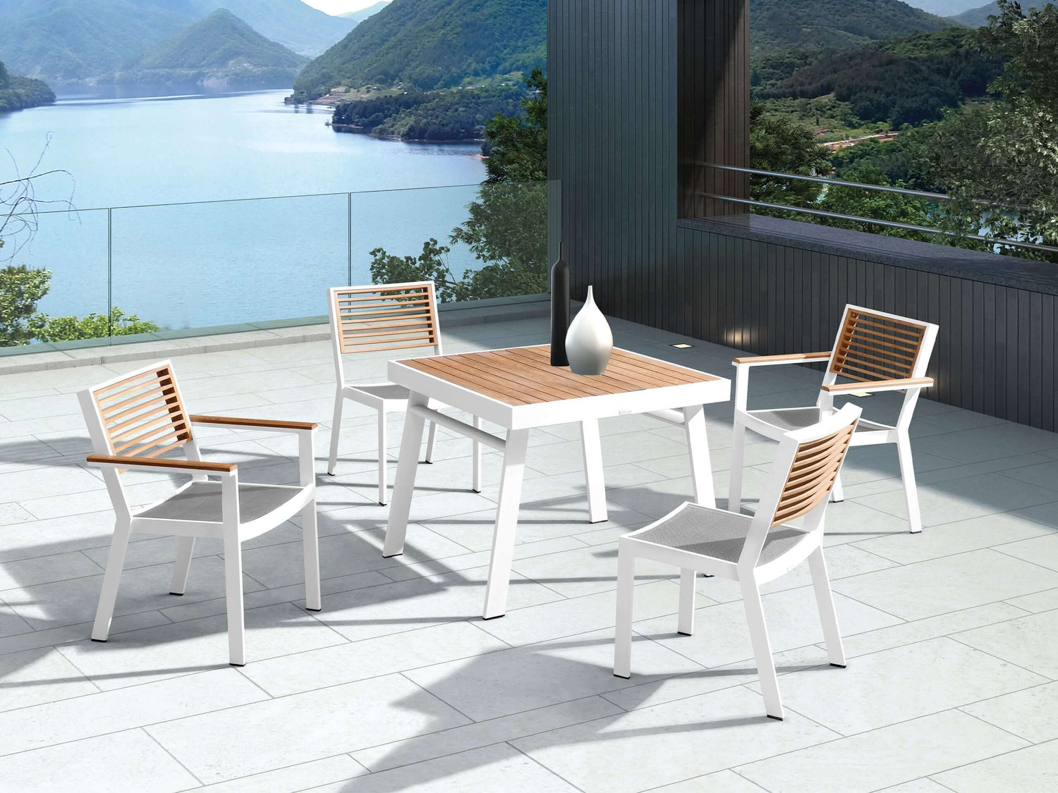 Higold York 4 személyes kerti étkezőszett, fehér színben