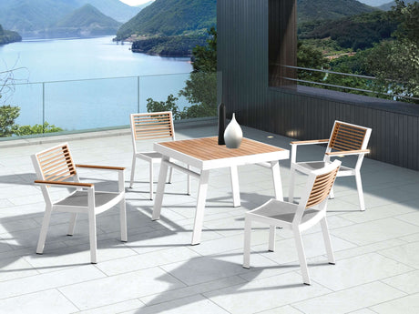 Higold York 4 személyes kerti étkezőszett, fehér színben