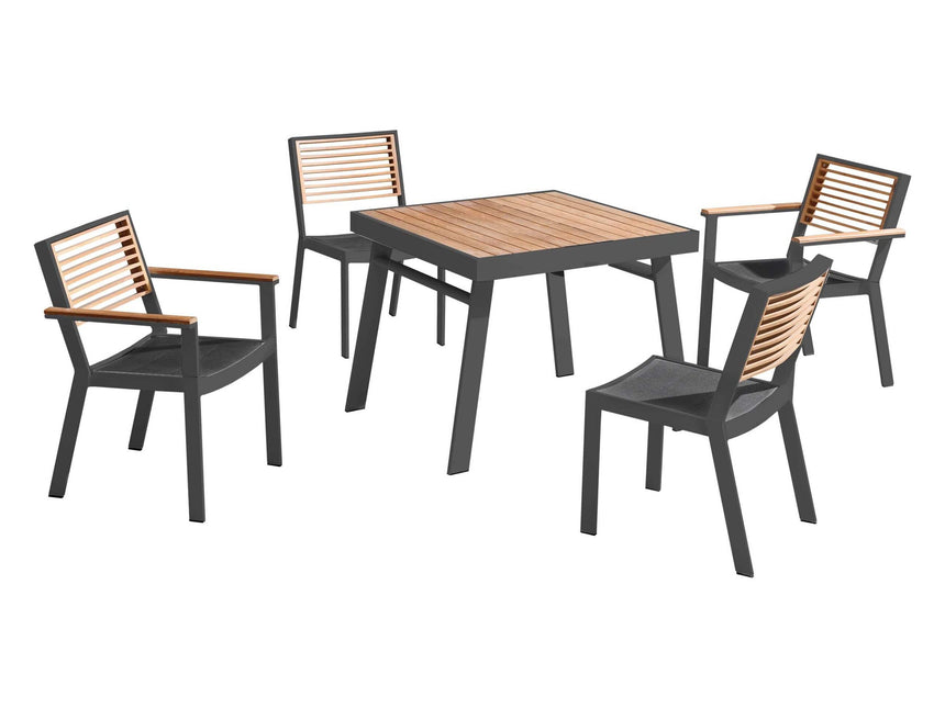 Higold York 4 személyes kerti étkezőszett, fekete színben