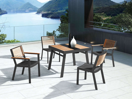 Higold York 4 személyes kerti étkezőszett, fekete színben