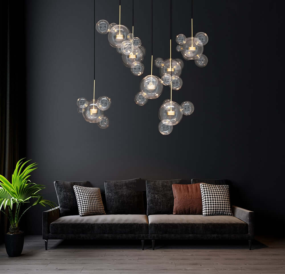 Capri Line 7 arany függesztett lámpa – 420 LED, alumínium, üveg