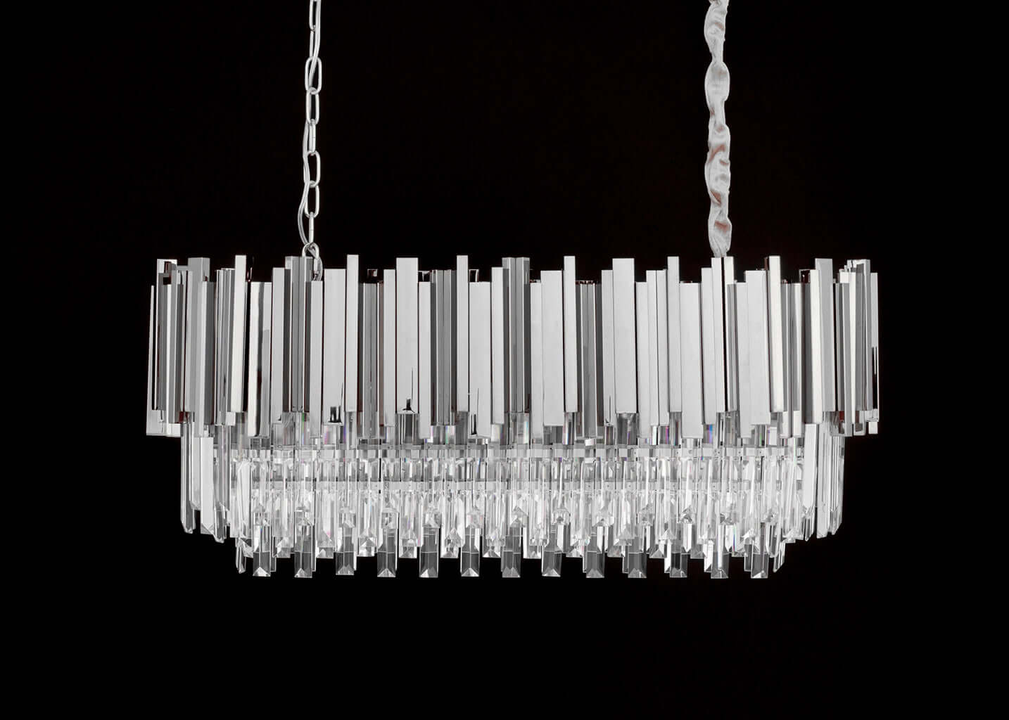 Imperial Long Silver 90 függőlámpa – acél, kristály