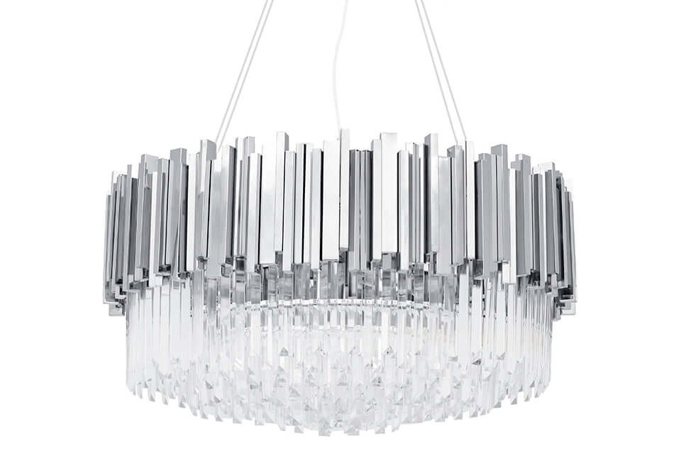 Imperial Silver 80 függőlámpa – acél, kristály