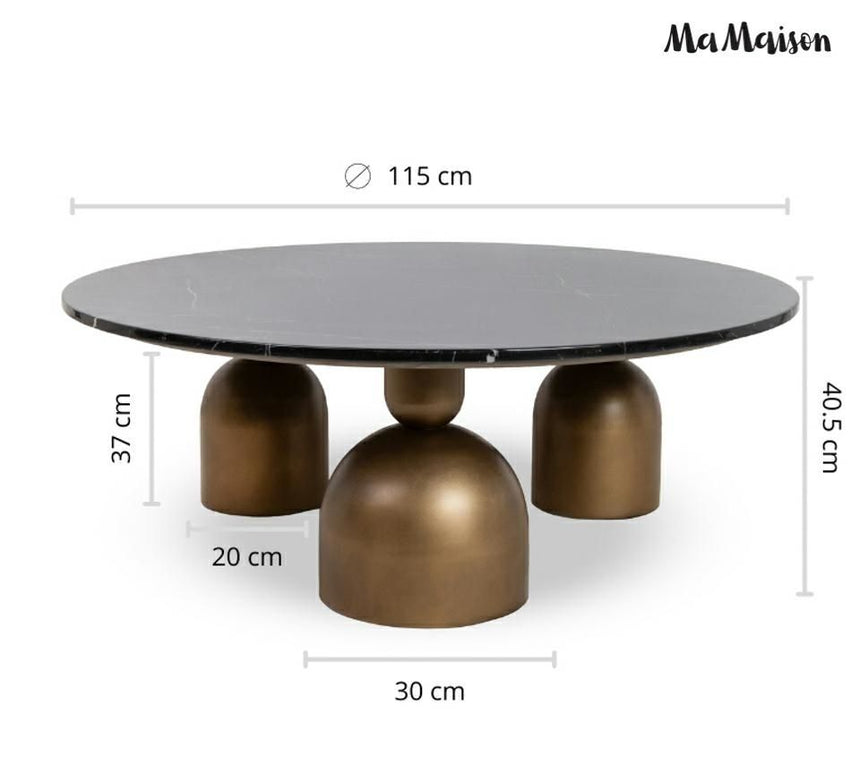 Ringo 110 dohányzóasztal arany–fekete – Marquina márvány, fém