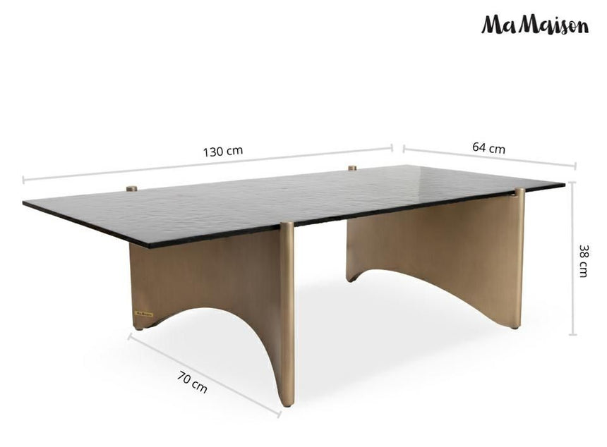 Manta 130 dohányzóasztal fekete–arany – edzett üveg, fém