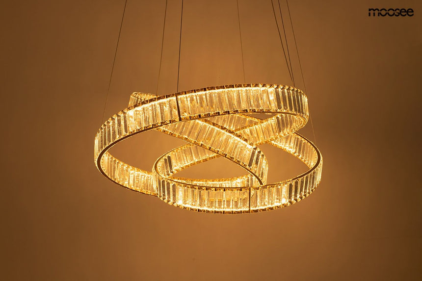 Wave 80 függőlámpa arany – LED, acél, kristály