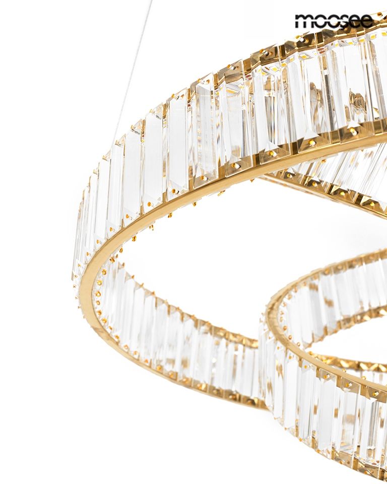Wave 80 függőlámpa arany – LED, acél, kristály