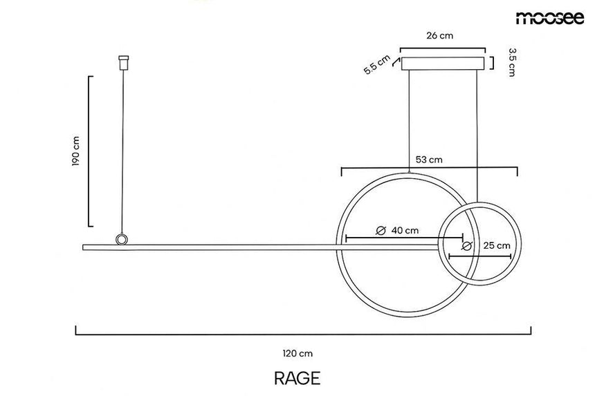 Rage függőlámpa arany – LED, fém