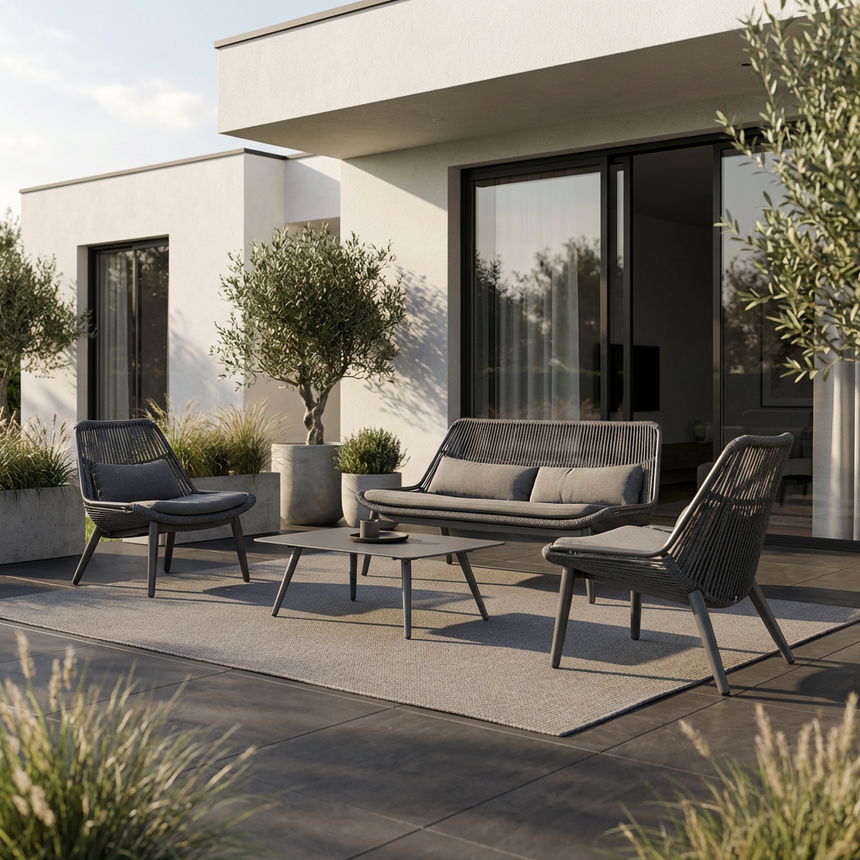 Grattoni Como kerti garnitúra 4 személyes, antracit színben