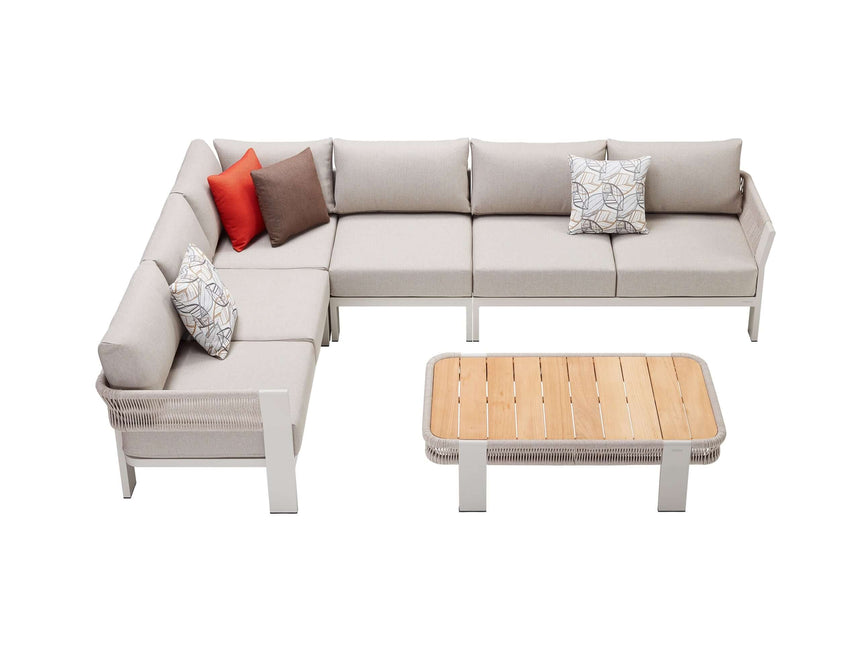 Higold Borromeo 5 személyes kerti sarokülő szett, taupe színben