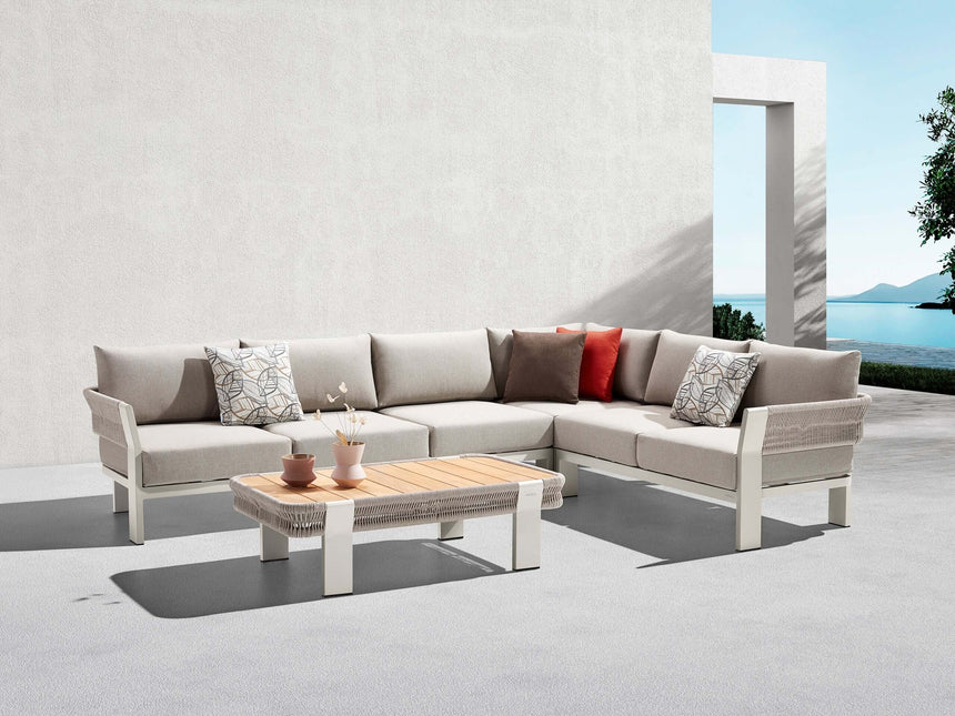 Higold Borromeo 5 személyes kerti sarokülő szett, taupe színben