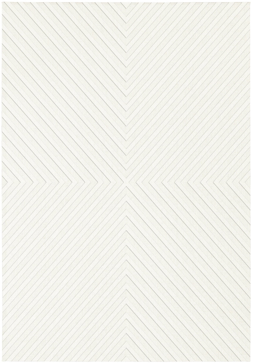 Acores II White kültéri szőnyeg felülnézetből, fehér-bézs színben