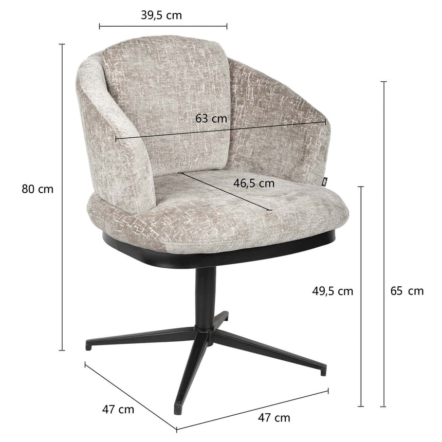 Sierra karfás szék méretrajza: 63 × 64 × 79 cm, 49,5 cm ülésmagasság