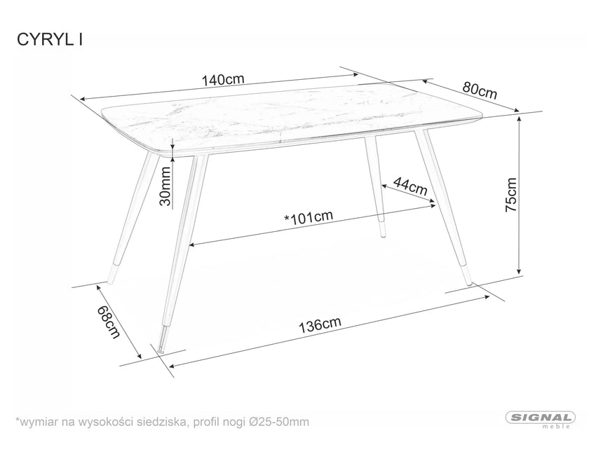 Cyryl I asztal étkezőasztal