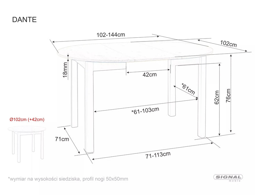 Dante asztal étkezőasztal