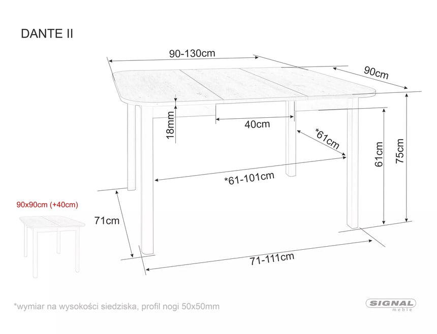 Dante II I. étkezőasztal