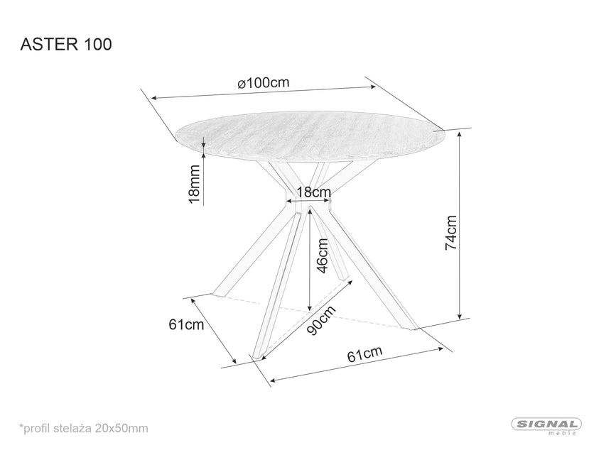 Aster II. étkezőasztal