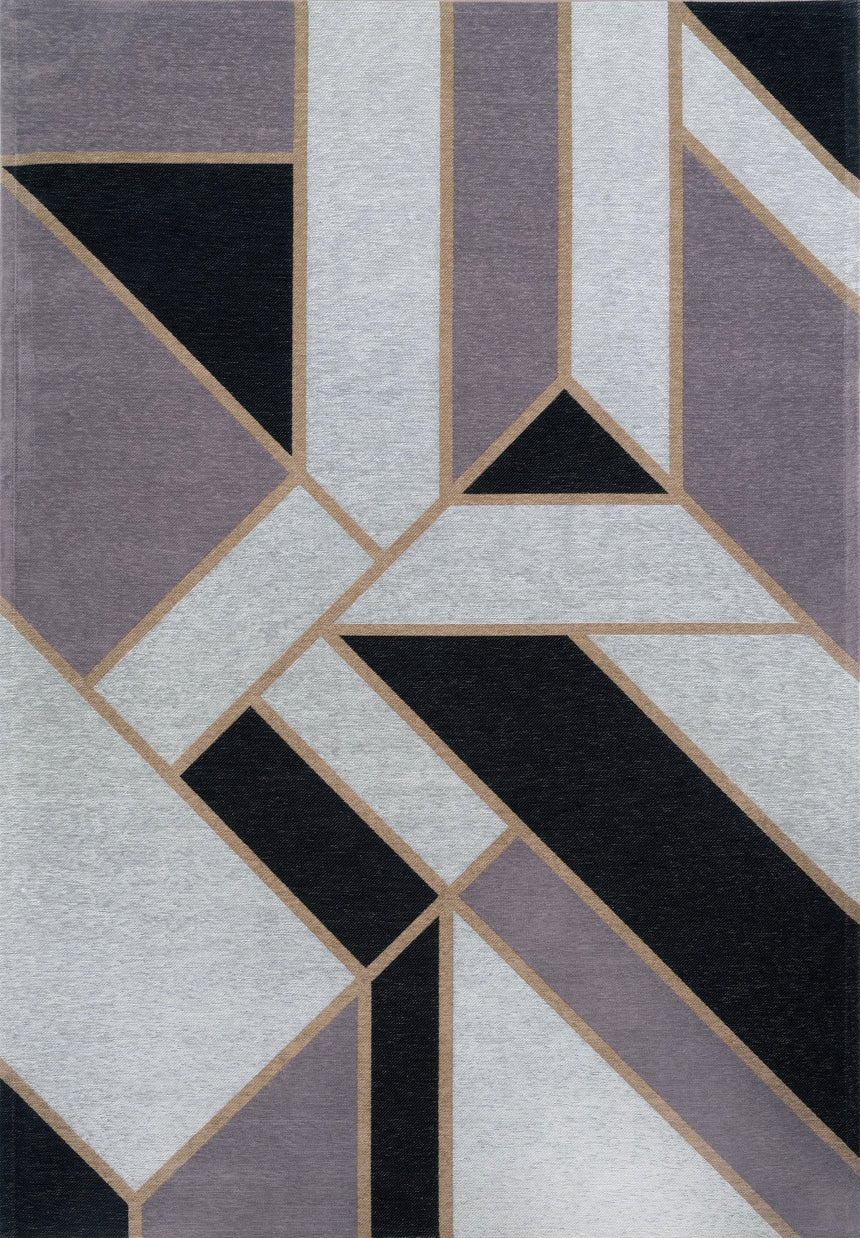 Gatsby Black modern szőnyeg felülnézetből, sötét art deco mintával