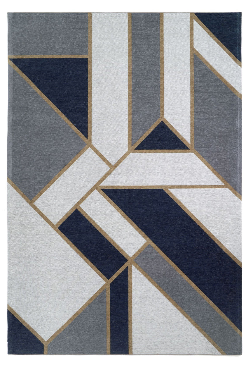 Gatsby Dark Blue modern szőnyeg felülnézetből, sötétkék art deco mintával