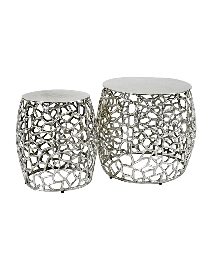 KL Mesh dohányzóasztal szett ezüst színben