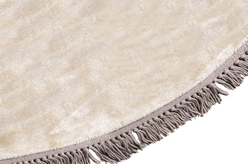 Luna Beige kerek viszkóz szőnyeg felülete közelről