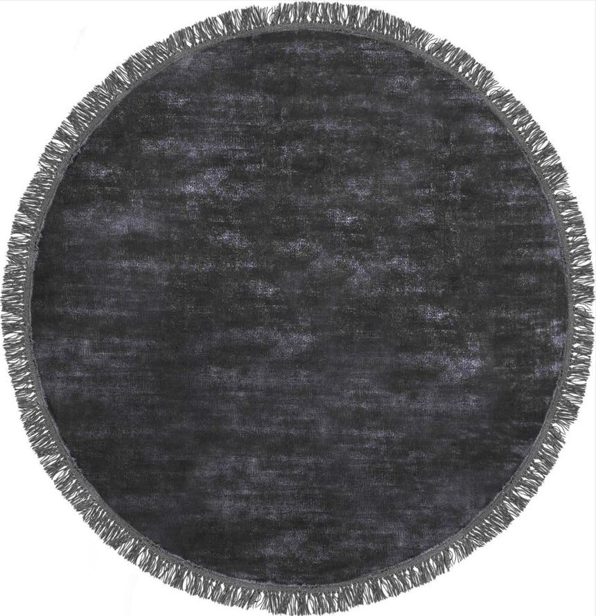 Luna Midnight kerek viszkóz szőnyeg felülnézetből, mélykék színben