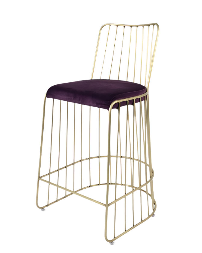 CA Cleo bárszék - óarany váz, lila ülőfelület