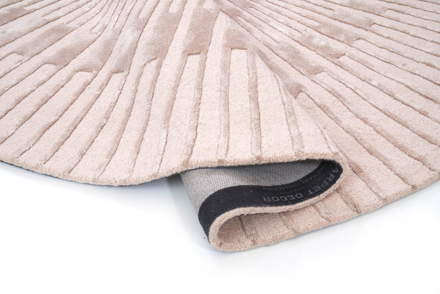 Radius Beige kerek gyapjú szőnyeg enteriőrben