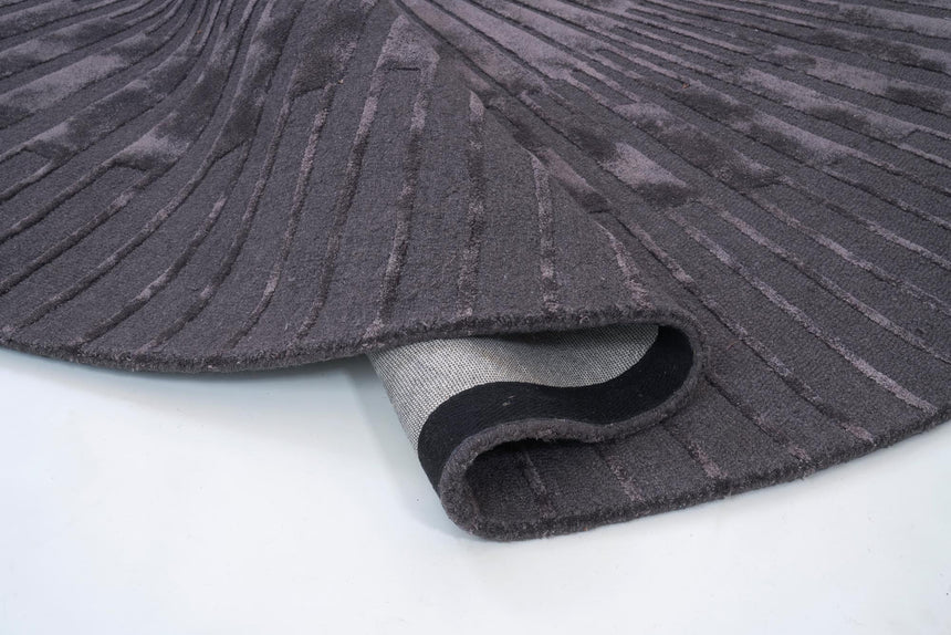 Radius Dark Gray kerek gyapjú szőnyeg enteriőrben
