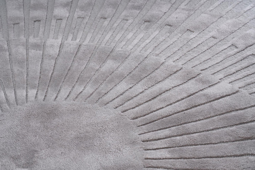Radius Gray kerek gyapjú szőnyeg szálszerkezete közelről