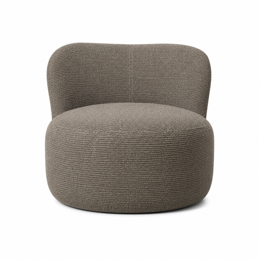 ST Bolla kerek bouclé lounge fotel elölről