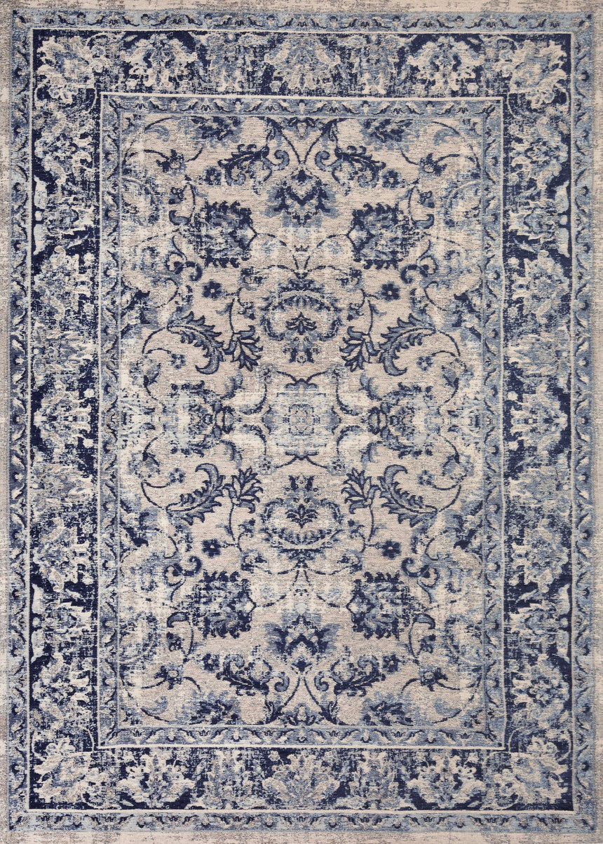 Tebriz Antique Blue modern szőnyeg felülnézetből, antikolt kék színben