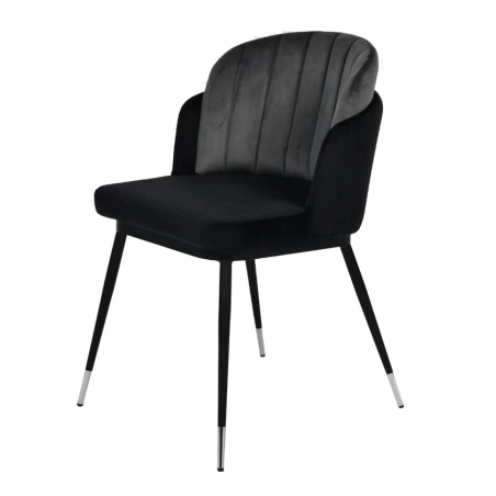 Szék KH Marcel szék, fekete-szürke velúr anyaggal, fém lábakkal
