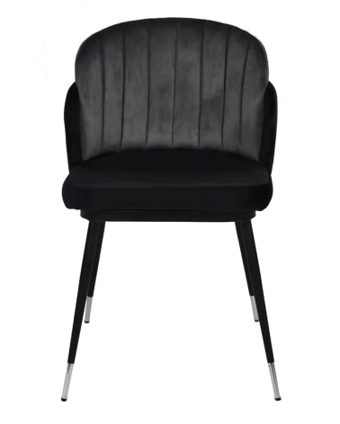 Szék KH Marcel szék, fekete-szürke velúr anyaggal, fém lábakkal