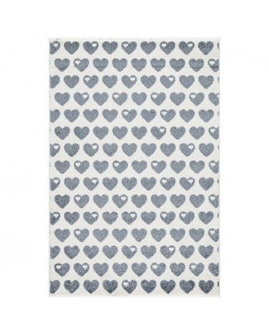 Szőnyegek LE Hearts - ezüstszürke - fehér színben - minőségi gyerekszőnyeg
